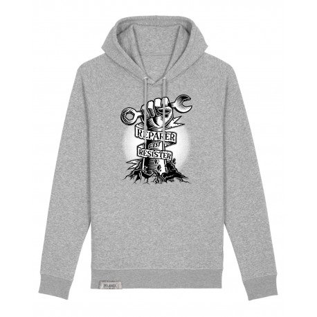 Hoodie Réparer c'est résister - heather grey